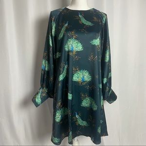 Peacock Long Sleeve High Neck Dress